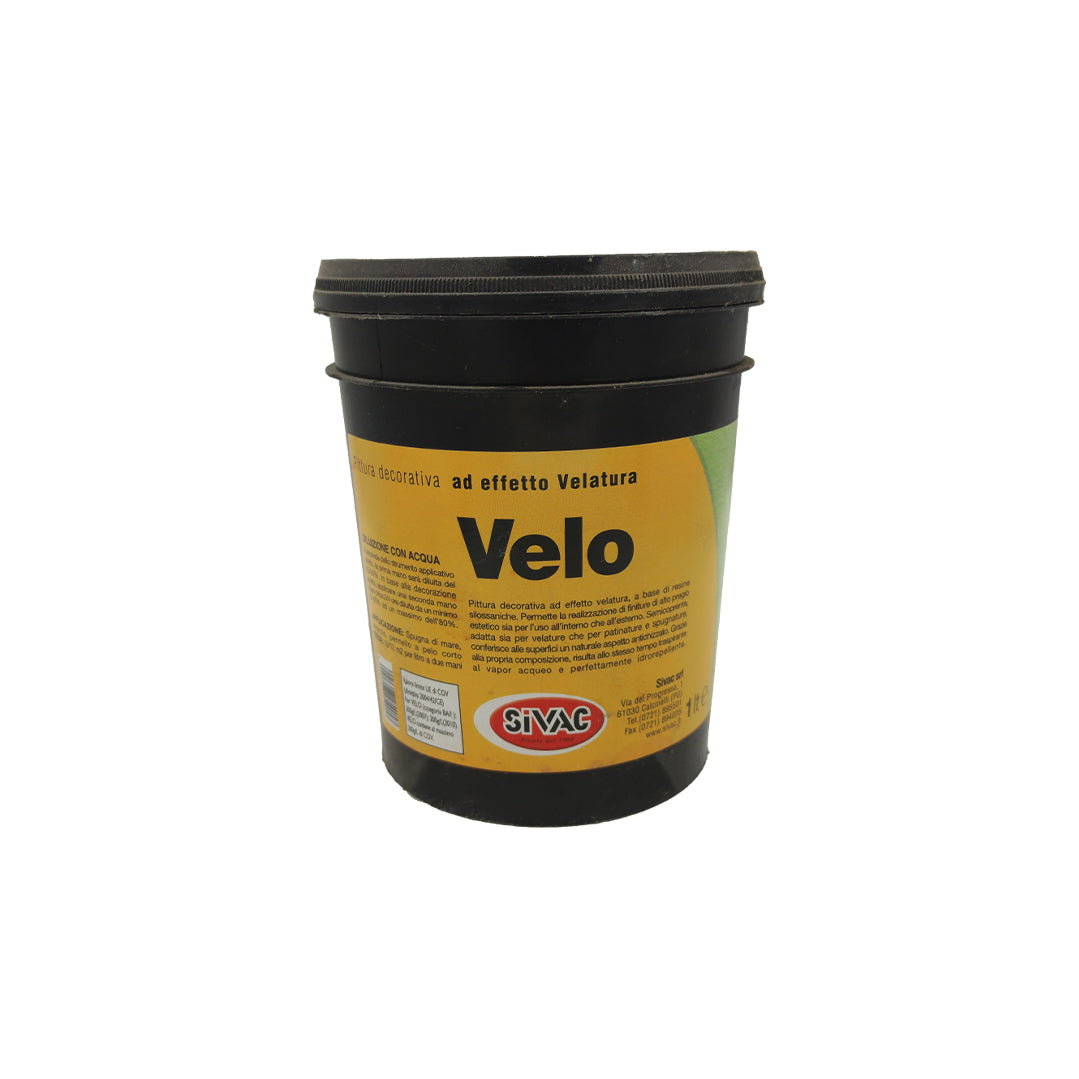 Pittura decorativa silossanica semicoprente Velo 1 litro SiVAC – per patinature e decori su interni ed esterni, traspirante e idrorepellente