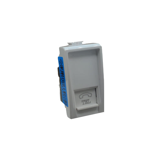 Presa telefonica bianca RJ11 compatibile Bticino Matix con portello antipolvere e targhetta identificativa