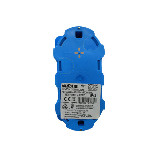 Vista posteriore scatola da incasso per cartongesso 4 moduli MAX8 Ecova