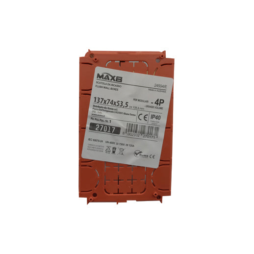 Installazione scatola da incasso 4 moduli Ecova MAX8 in parete tradizionale per impianti elettrici dettagli tecnici