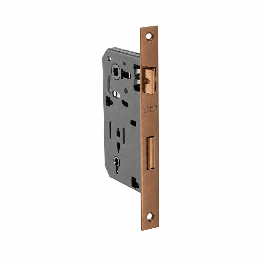 Serratura bronzata bordo retto entrata 40mm per porte in legno Bonaiti 48042040MC