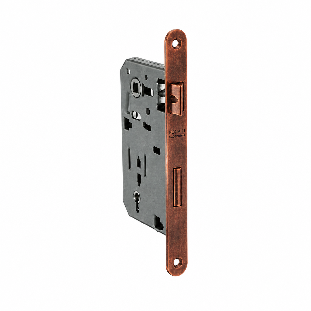 Serratura bronzata bordo tondo entrata 40mm per porte in legno Bonaiti 48042040ME