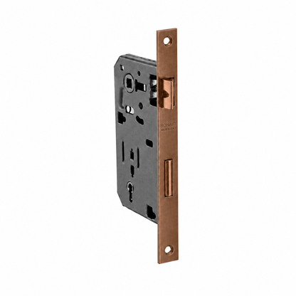 Serratura da infilare bronzata bordo retto entrata 50mm per porte in legno Bonaiti 48042050MC