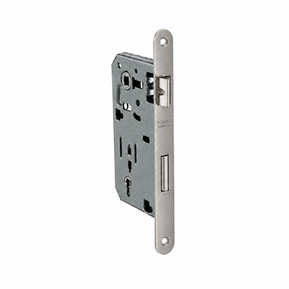 Serratura da infilare nichelata bordo tondo entrata 50mm per porte in legno Bonaiti 48042050PE