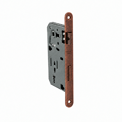 Serratura da infilare bronzata bordo tondo entrata 50mm per porte in legno Bonaiti 48042050ME