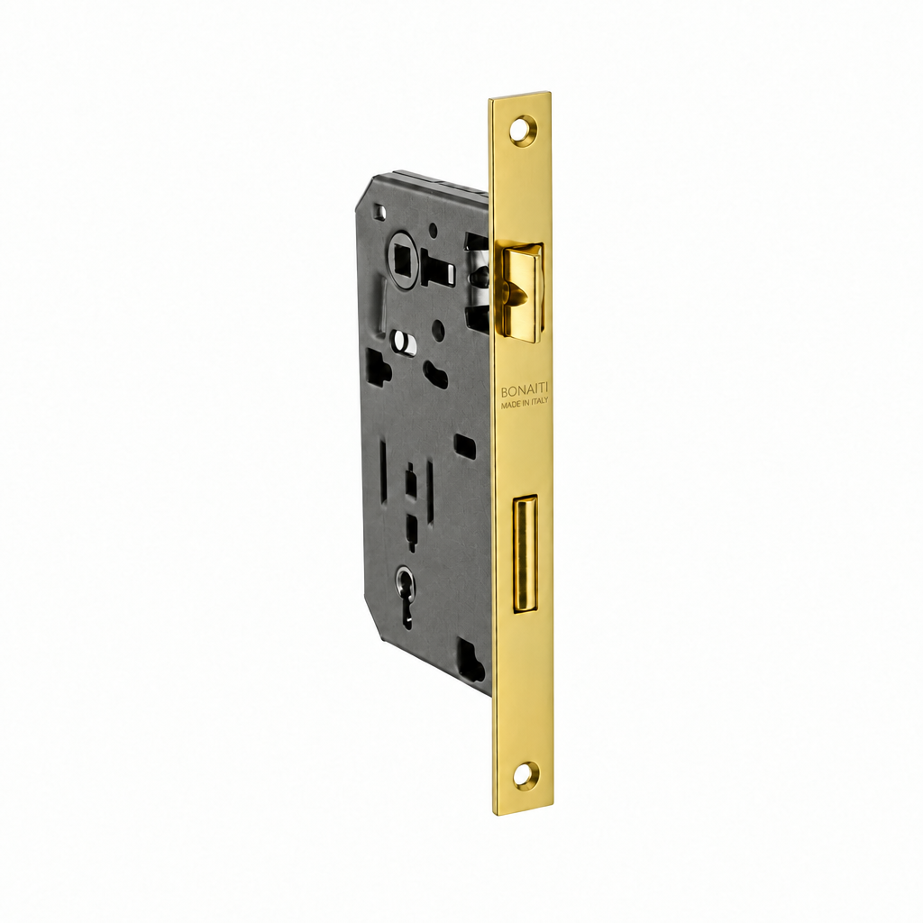Serratura ottonata bordo retto entrata 40mm per porte in legno Bonaiti 48042040HC