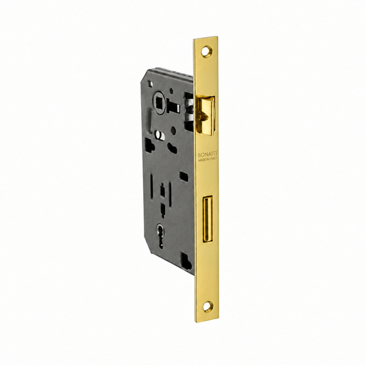 Serratura ottonata bordo retto entrata 40mm per porte in legno Bonaiti 48042040HC