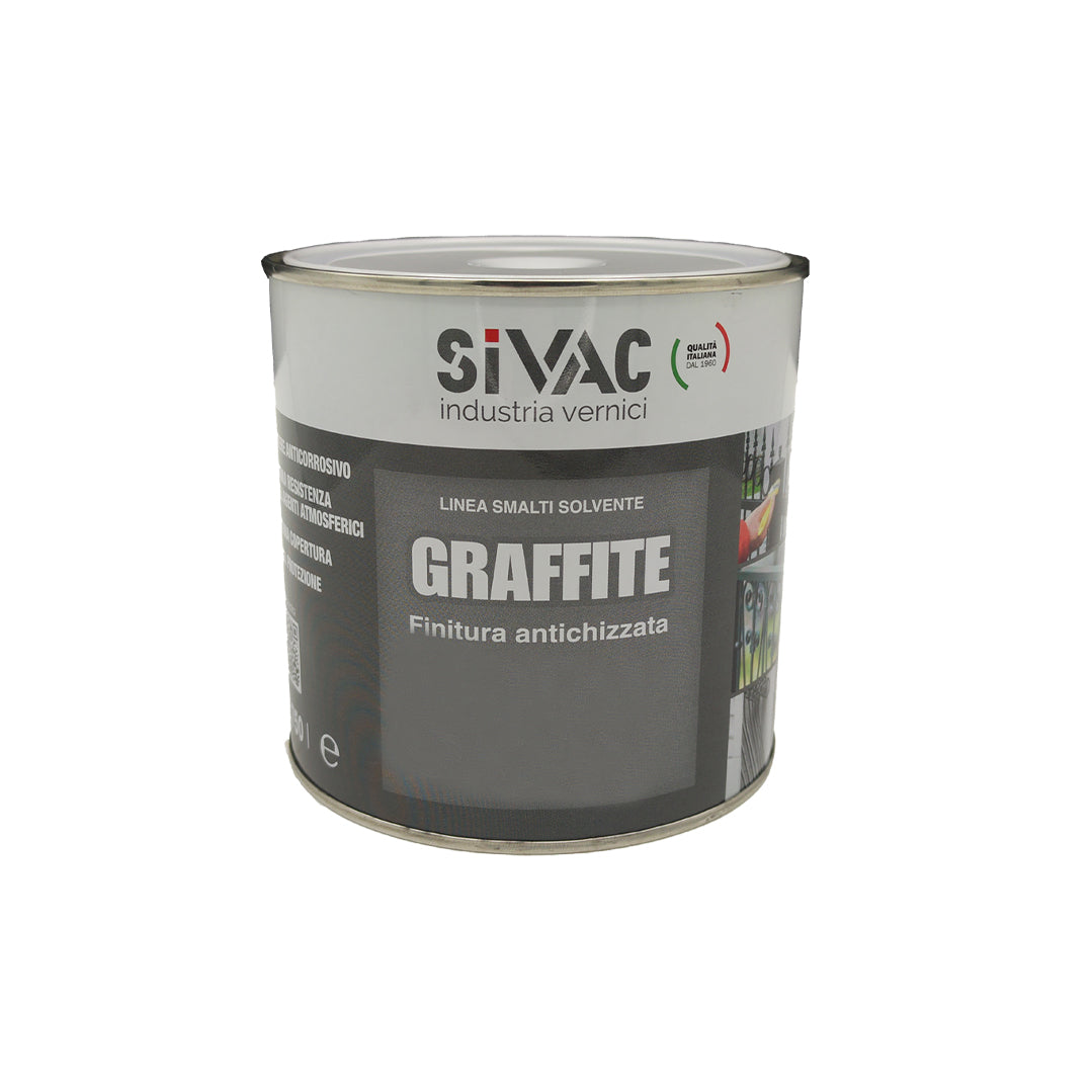 Smalto anticorrosivo antichizzato Graffite SiVAC 750 ml Grigio Cenere finitura ferro battuto per cancellate infissi e strutture metalliche esterne