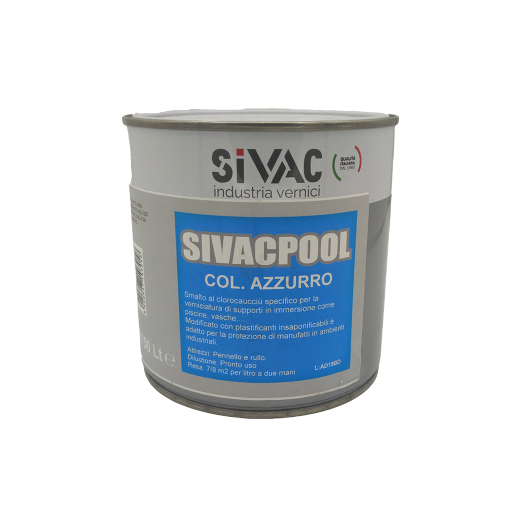 Smalto al clorocaucciù azzurro Sivacpool SiVAC 750 ml per piscine vasche e manufatti in immersione resistente ad acqua e agenti chimici su cemento metallo e legno