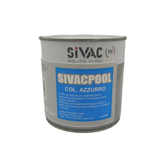 Smalto al clorocaucciù azzurro Sivacpool SiVAC 750 ml per piscine vasche e manufatti in immersione resistente ad acqua e agenti chimici su cemento metallo e legno