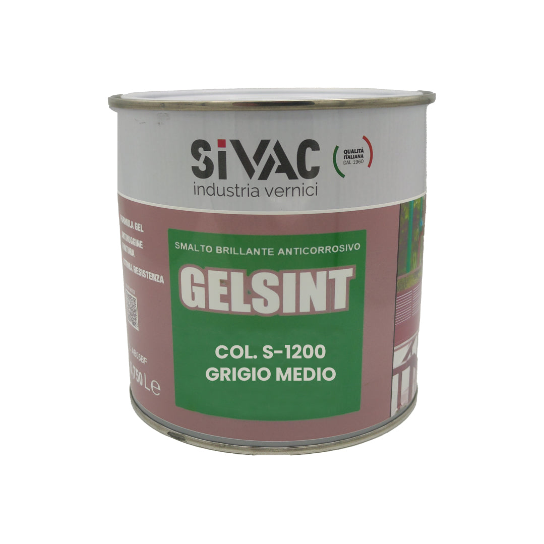 Smalto gel antiruggine Grigio Medio 750ml Gelsint SiVAC – finitura lucida per ferro, legno e muratura