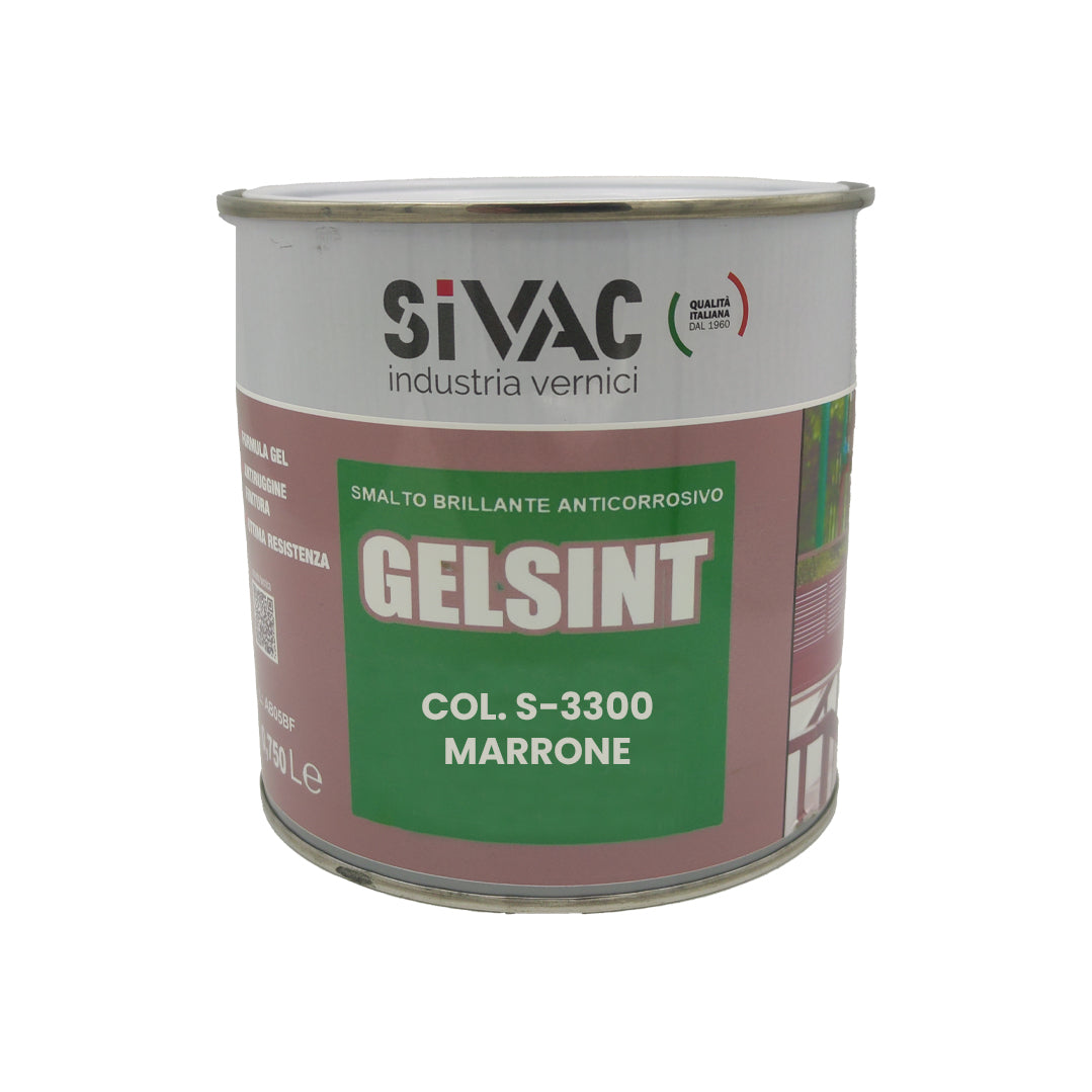 Smalto gel antiruggine Marrone 750ml Gelsint SiVAC – finitura lucida per ferro, legno e muratura