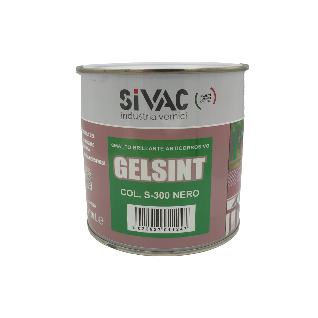 Smalto gel antiruggine Nero 750ml Gelsint SiVAC – finitura lucida per ferro, legno e muratura