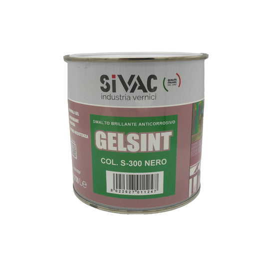 Smalto gel antiruggine Nero 750ml Gelsint SiVAC – finitura lucida per ferro, legno e muratura