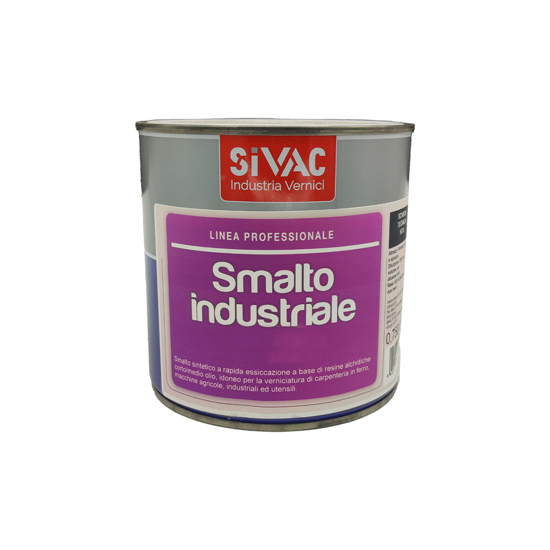 Smalto sintetico industriale lucido bianco SiVAC 750 ml rapida essiccazione resine alchidiche resa 6-8 m²/l per carpenteria ferro macchine agricole e utensili