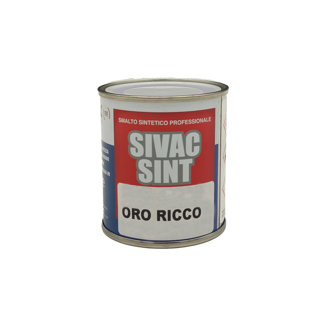 Smalto sintetico brillante oro ricco Sivacsint SiVAC 125 ml effetto doratura resa 6-8 m²/l resistente UV per muratura ferro legno e PVC interni ed esterni
