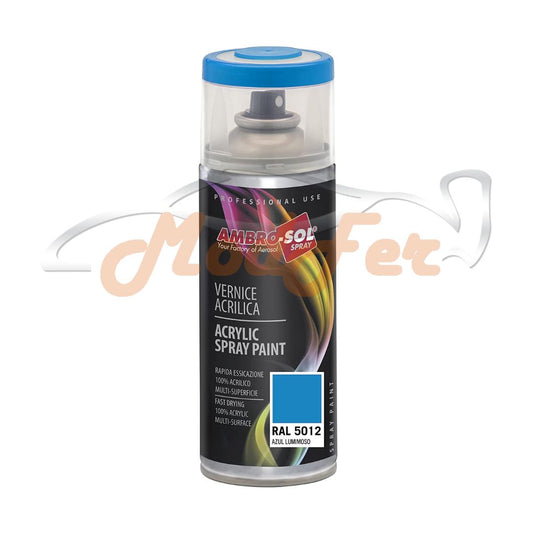 Smalto spray Ambro-Sol blue luce RAL 5012, vernice acrilica per metallo e superfici