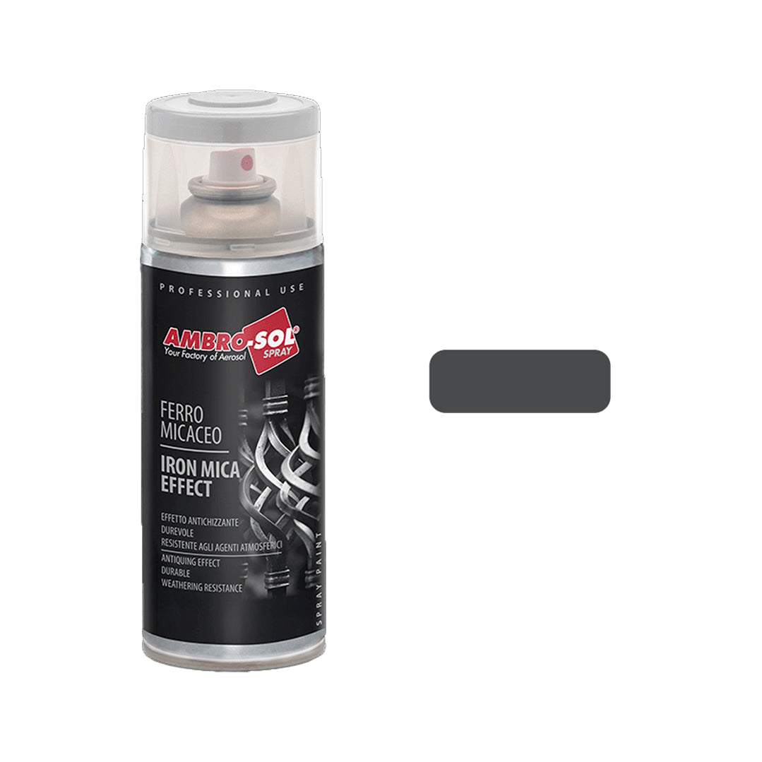Bomboletta spray smalto effetto ferro micaceo antico 400ml per metallo interni ed esterni – Ambro-Sol V400MIC.1