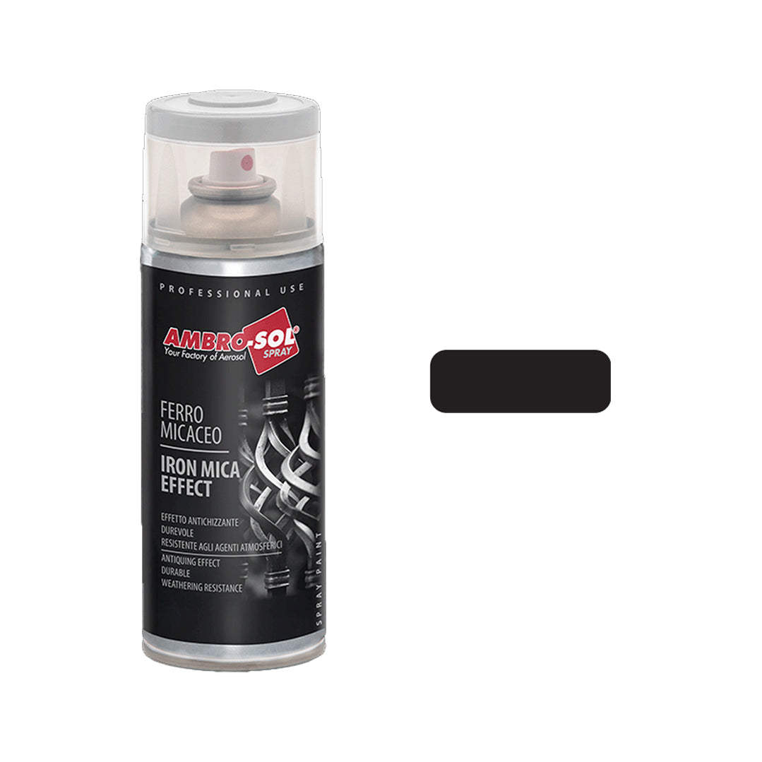 Bomboletta spray smalto effetto ferro micaceo grigio antracite 400ml per metallo interni ed esterni – Ambro-Sol V400MIC.4