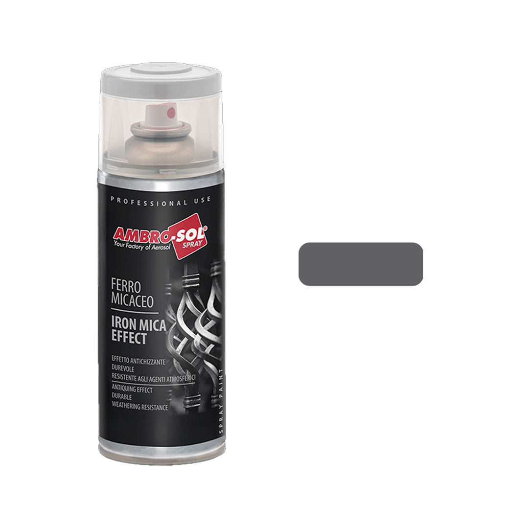 Bomboletta spray smalto effetto ferro micaceo nero grafite 400ml per metallo interni ed esterni – Ambro-Sol V400MIC.5