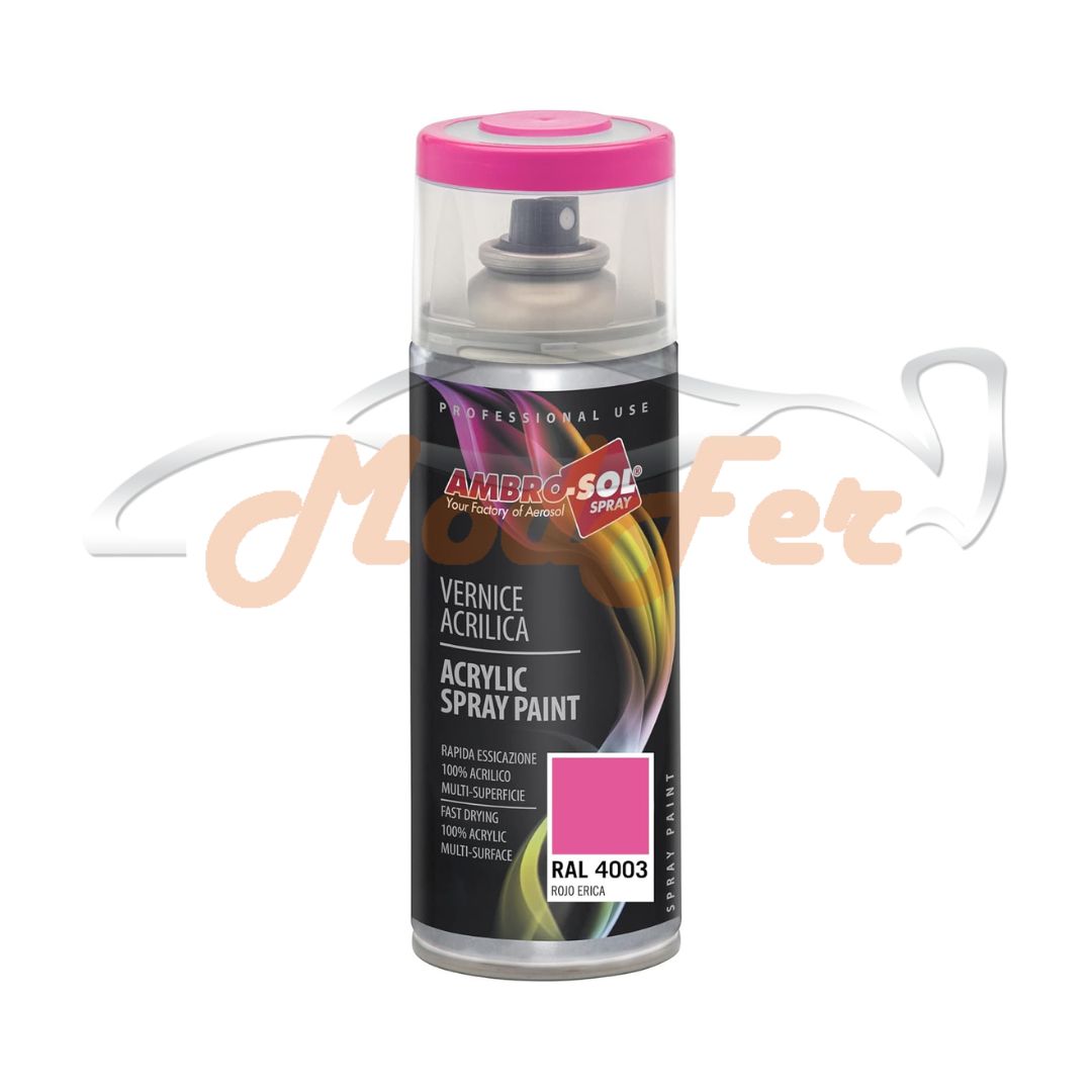 Smalto spray Ambro-Sol rosso erica RAL 4003, vernice acrilica per metallo e superfici