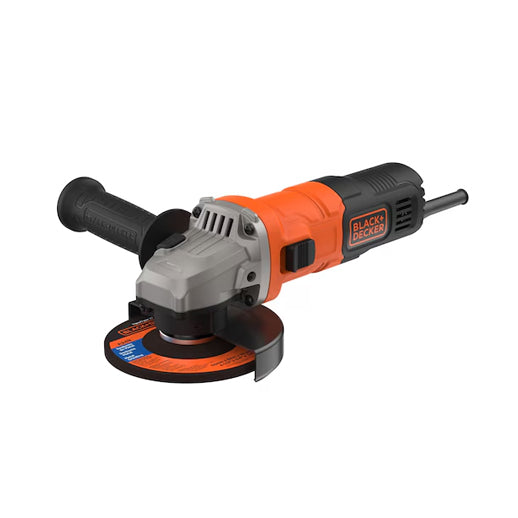 Dettaglio impugnatura laterale smerigliatrice Black+Decker 710W con sistema anti-vibrazione per maggior controllo
