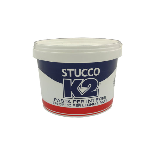 Stucco K2 bianco in pasta Prima Srl 500 gr rasatura rapida su muri e legno per pareti interne nuove o dopo rimozione rivestimenti essiccazione 24 ore