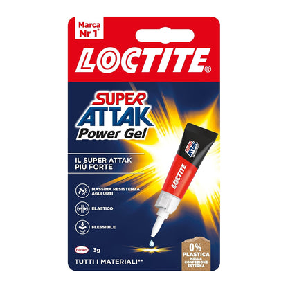 Super Attak Power Gel Loctite GR.3 colla gel cianoacrilica flessibile per porcellana, metallo, legno e plastica