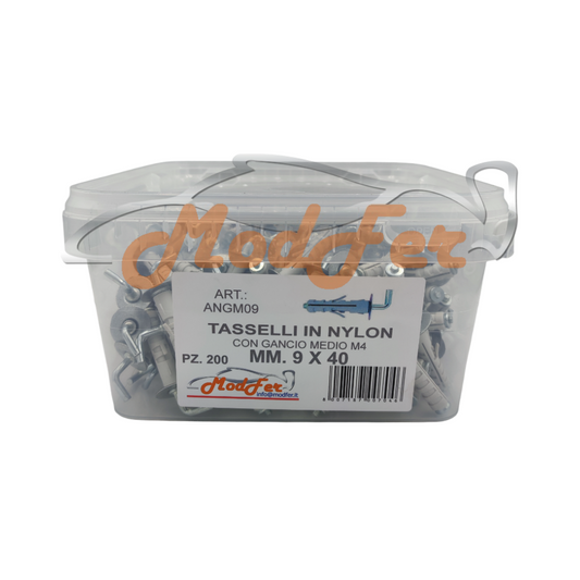 tasselli in nylon con gancio medio m4 9x40