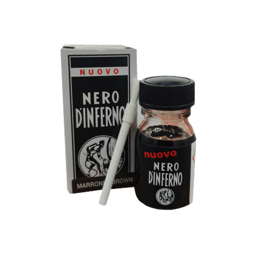 Tintura marrone per scarpe in pelle Nero D'Inferno 25ml, colorante professionale per pellami naturali
