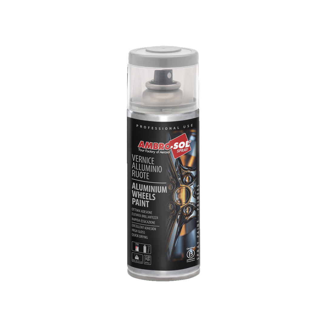 Bomboletta spray vernice alluminio per ruote cerchioni e copri-cerchioni 400ml finitura brillante – V400CAR Ambro-Sol
