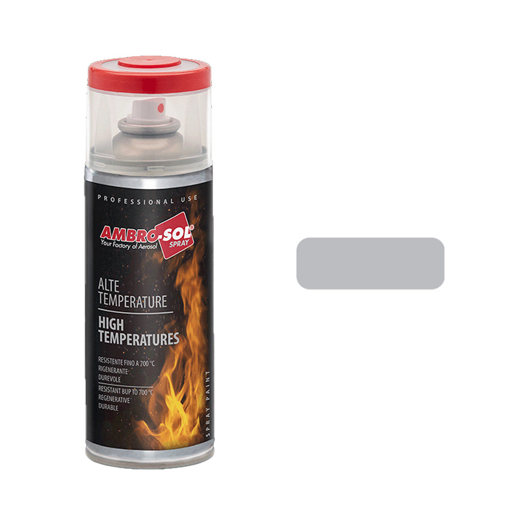 Bomboletta spray vernice alte temperature 400ml colore alluminio resistente fino a 700°C – Ambro-Sol V400TEMP.2