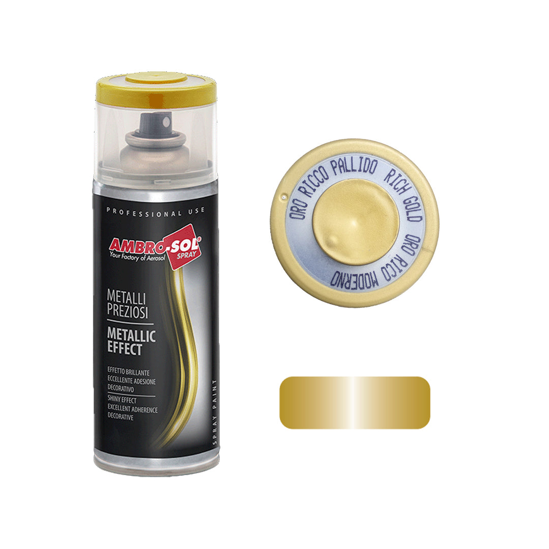Bomboletta spray vernice effetto oro ricco pallido 400ml – Ambro-Sol V400MET.2
