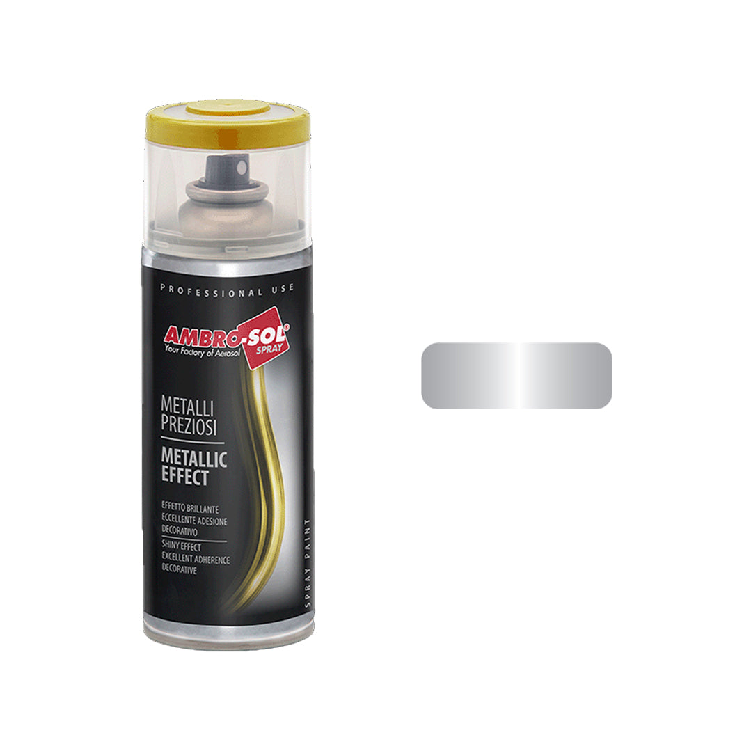 Bomboletta spray vernice effetto specchiante argento 400ml – Ambro-Sol V400MET.3